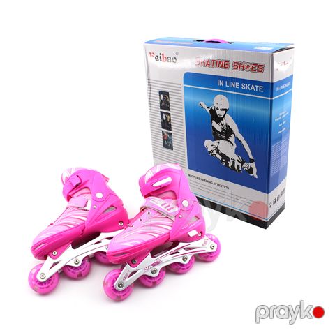 FeiBao Tənzimlənən LED Flaş Roller Skating Shoes Rolik Pink Feibao Rolik — Bakı