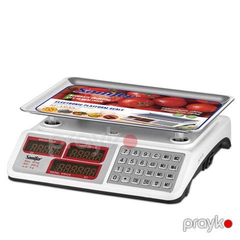 Sonifer SF-1933 - Rəqəmsal Mətbəx Tərəzisi, Maksimum 40 kq, Paslanmayan Polad, Düz Qab, Elektron Platforma Tərəzisi — Bakı