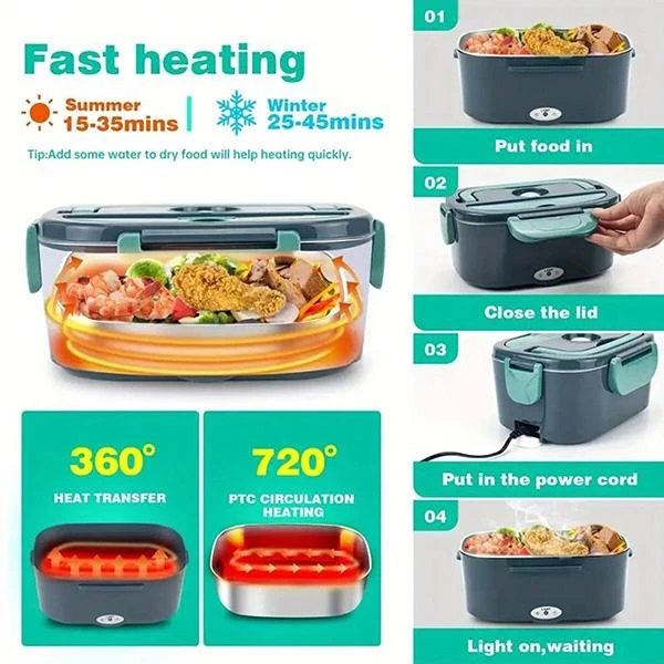 Ev, ofis və avtomobil üçün germetik konteynerli paslanmayan polad lançboks, 220/12V — Mallar, Bakı (3)