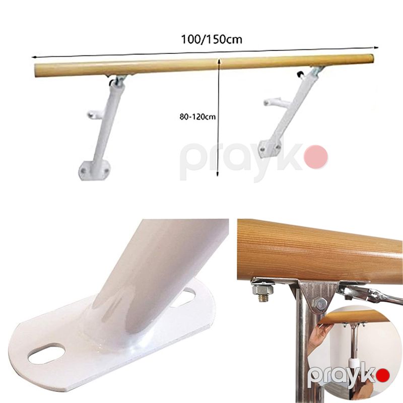 Divara Quraşdırılmış Rəqs Streç Çubuğu Pilates Gimnastika Üçün Taxta Balet Avadanlığı Barre Bar Tenzimlənən Məşq Avadanlığı — Fitness və yoqa, Bakı (4)