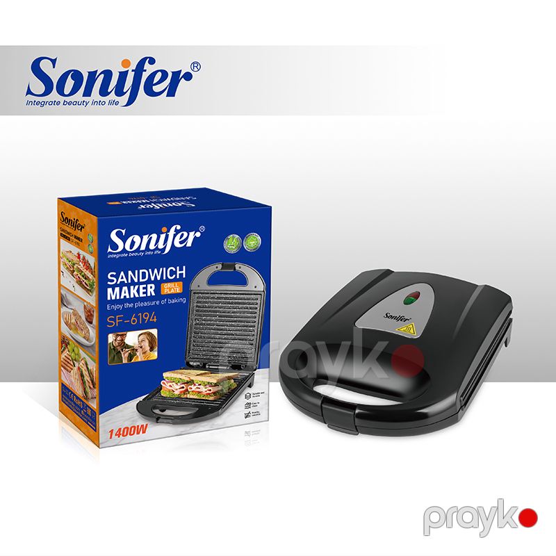 Sonifer SF-6194 Ev İstifadəsi üçün 1400W 2 Dilim Yapışmayan Örtüklü Plitə Elektrikli Sendviç Hazırlayıcısı — Toster və vaflyasıcı, Bakı (2)