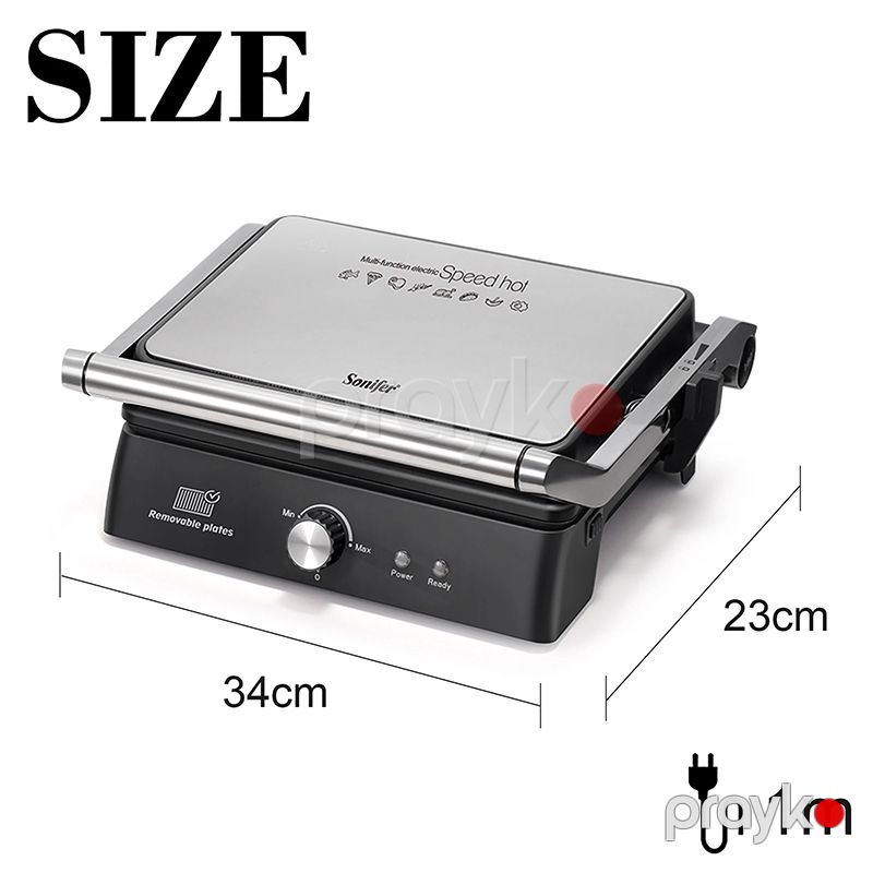 Sonifer SF-6142 Elektrikli Qril Sendvic Maşını Xüsusi Yapışmayan Örtüklü Profesionnal Termostat Nəzarətli Toster Grill Maker Sandwich Maker — Toster və vaflyasıcı, Bakı (7)