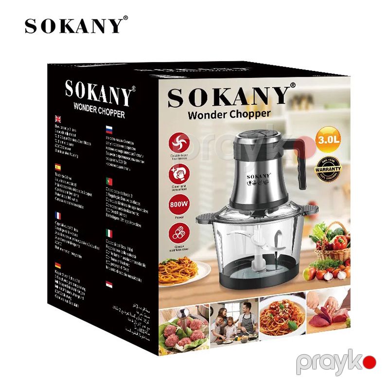Sokany İki Qat Şüşə Metbex Doğrayıcısı 800W 3L Tutuma Mallik Ətçəkmə Özəlliyi İlə Güclü Mətxət Doğrayıcısı — Blenderlər, xırdalayanlar və mikserlər, Bakı (7)