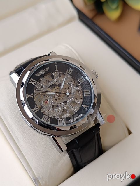 Kişi qol saatı WS 11380 Gümüş Qara, dairəvi, 40 mm, mexaniki, dəri kəmər - WS11380S.B — Bakı