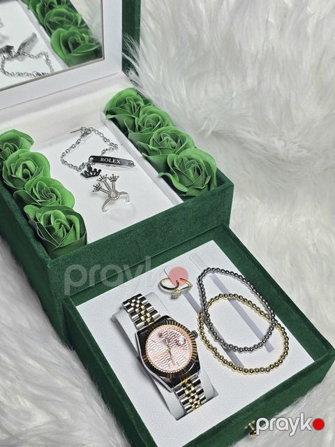 Hədiyyə dəsti qadınlar üçün Lovely Valentine GR-018 (qol saatı + qolbaq + üzük + boyunbağı) — Bakı
