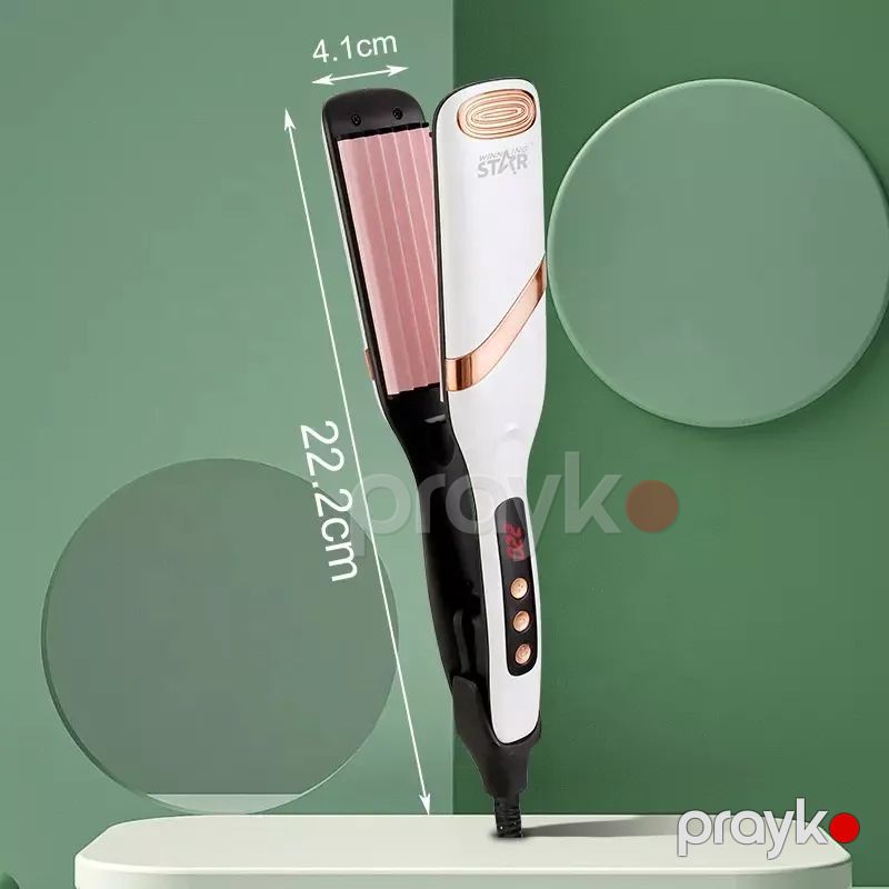 Winning Star ST-5704 Elektrik Keramik Saç Feni Buruq Saç Curlers Ağ Rengli Zig Zag Buruq Feni — Fən, Bakı (6)