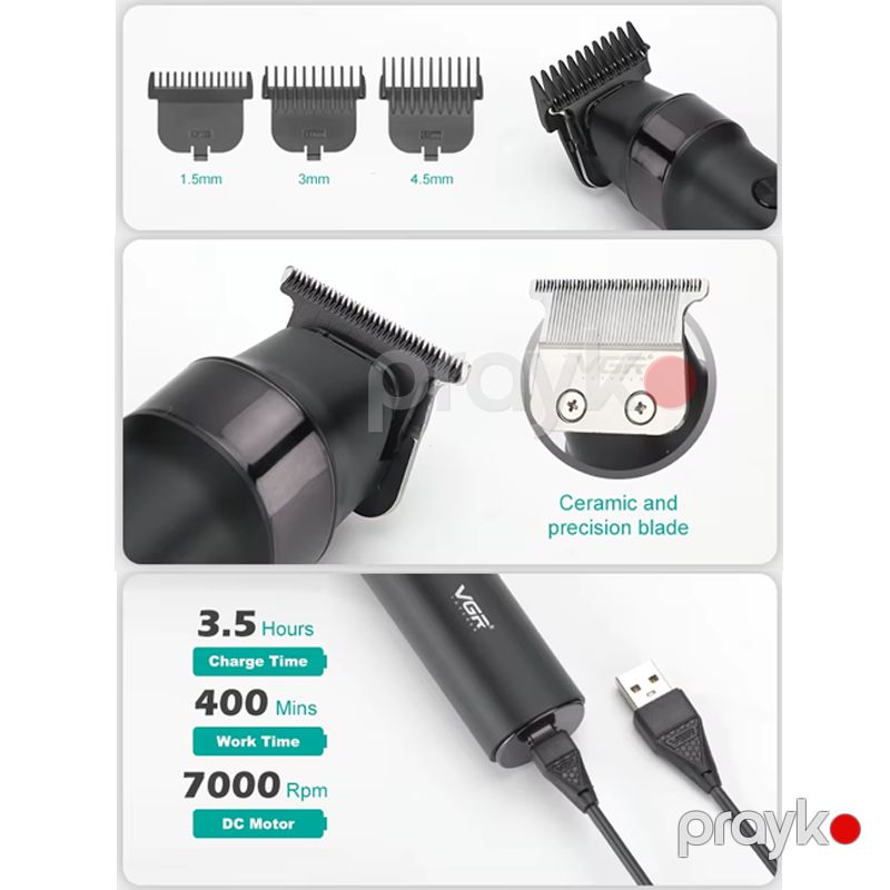 VGR V-987 - Trimmer Professional USB Şarj Edilə Bilən Bərbər Elektrikli Saç Maşını Simsiz — Usturalar, trimmerler və epilyatorlar, Bakı (4)