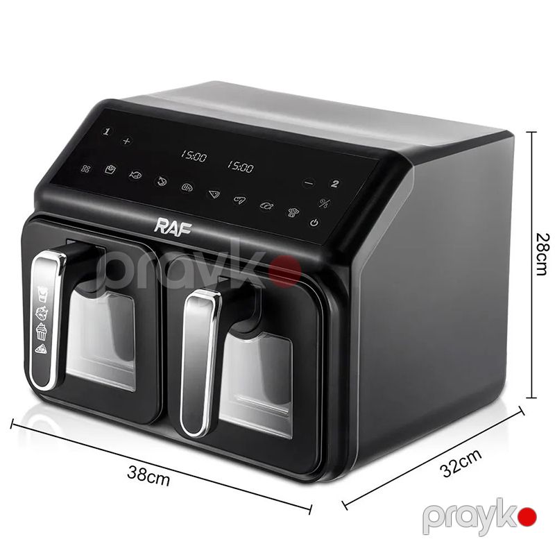 İki Tavalı Rəqəmsal RAF R.5377 Hava Fritözü 2200W Gücə Malik 9 Proqlamlı Peşəkar Air Frey — Digər mətbəx texnikası, Bakı (6)