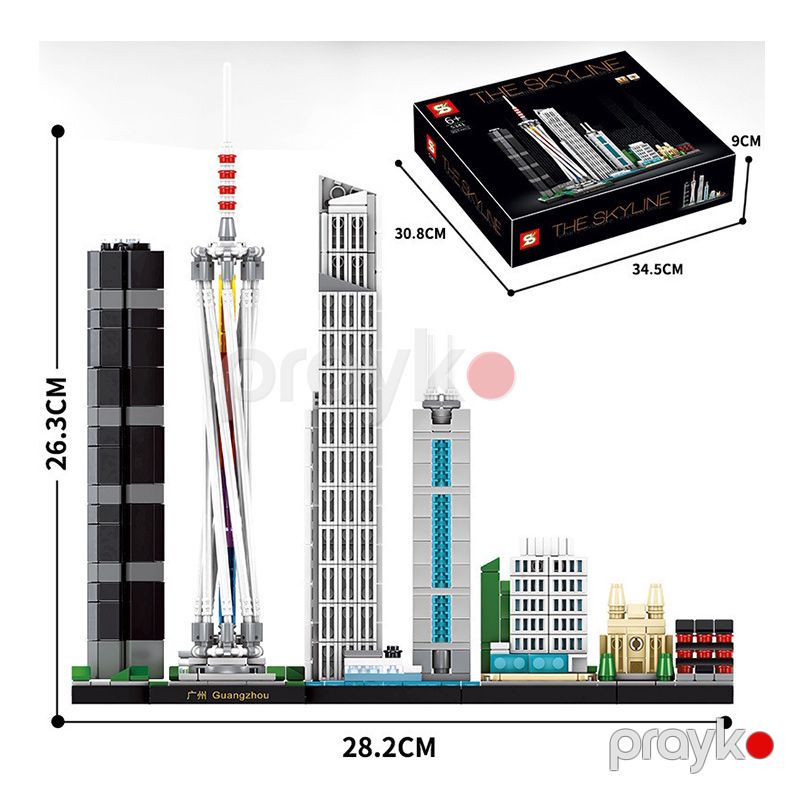 Goshfun Guangzhou Skyline Şəhər Küçə Görüntüsü Tikinti Blokları Set Lego Oyuncaq, Kiçik Hissəciklər, İnşaat Öyrədici Oyuncaqlar 957 Parça — Oyuncaqlar, Bakı (3)