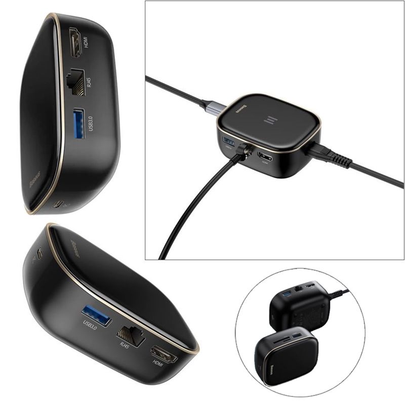 Baseus Type-C HUB Adapteri Qara Rəngdə 6-da 1 Type-C Çoxfunksiyalı Şarj Cihazı CAHUB-AU01 — Telefonlar və qadjetlər, Bakı (6)