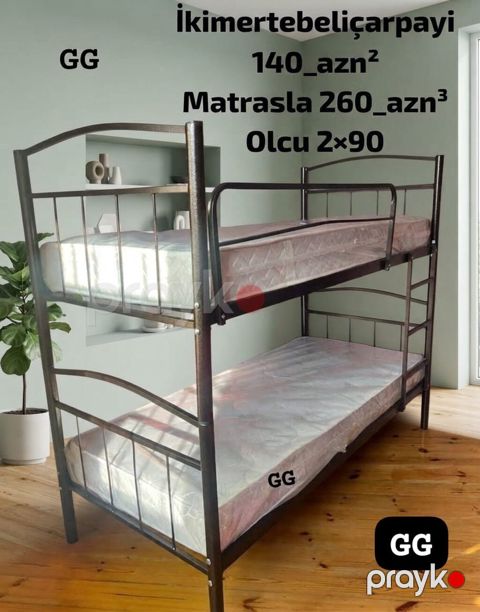 Yeni ve Sifarişle ikimertebeliçarpayi 140_azn² Matrasla 260_azn³ Olcu — Bakı