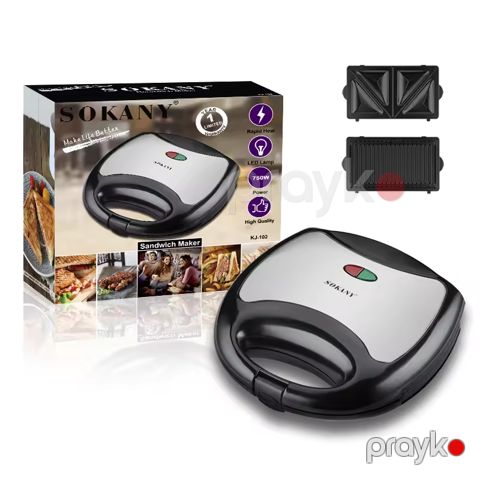 Sokany KJ-102 Elektrikli Toster Sendviç İzgara Hazırlayan Toster 750W — Bakı