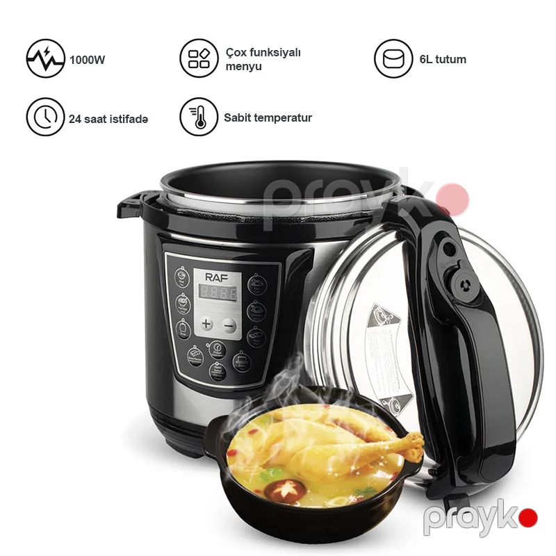 6L Çox ProqramlI Düyü Ət Bişirci Paslanmayan Polad RAF R.177 Elektrik Qazanı 1000W Parovarka — Qablar və mətbəx əşyaları, Bakı (3)