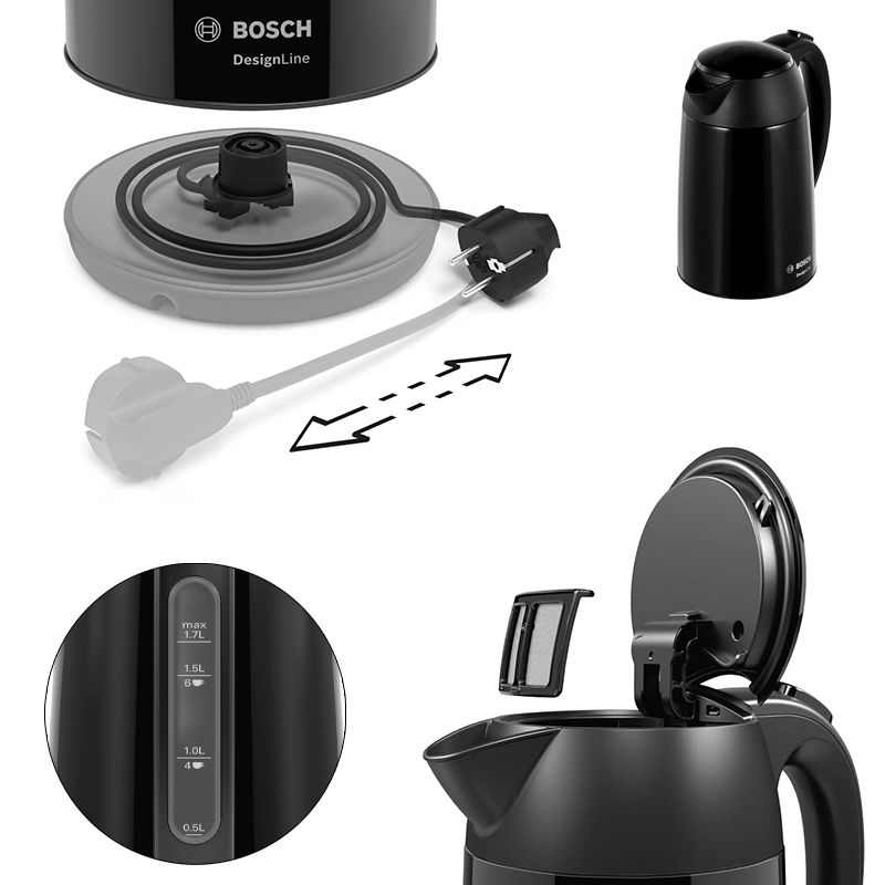 Üstün Keyfiyyətli Bosch Çaydan TWK3P423 2400 Vt 1,7 Vt Elektrik Çaydanı Böyük Tutumlu Qara Rəngli Bosch Məişət Çaydanı — Elektrik çaydanları və termoslar, Bakı (4)