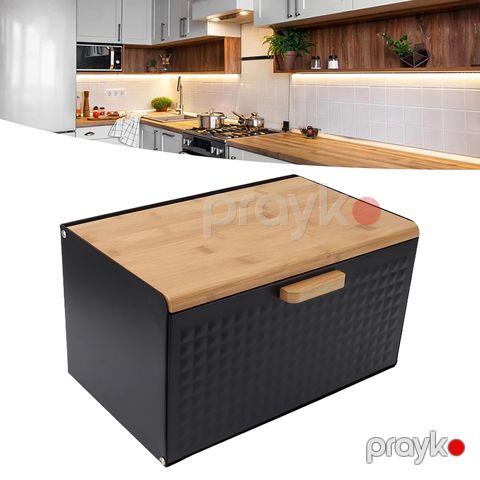 Bambu Çörək Qabı Bamboo Roll Böyük Tutumlu Premium Material Taxta Çörək Qabı Üst Qapaqlı Asan Giriş Vintage Dizaynı İlə Çörək Qabı — Bakı