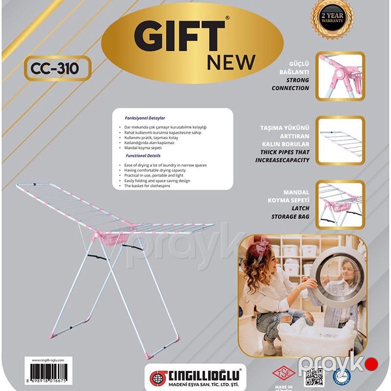 Gift NEW CC-310 Paltar Asilqanı Çəhrayı Rengli Kəpənək Qurutmalıq Gift New Cingillioglu Paltar Qurutma Asılqanı — Mallar, Bakı (5)