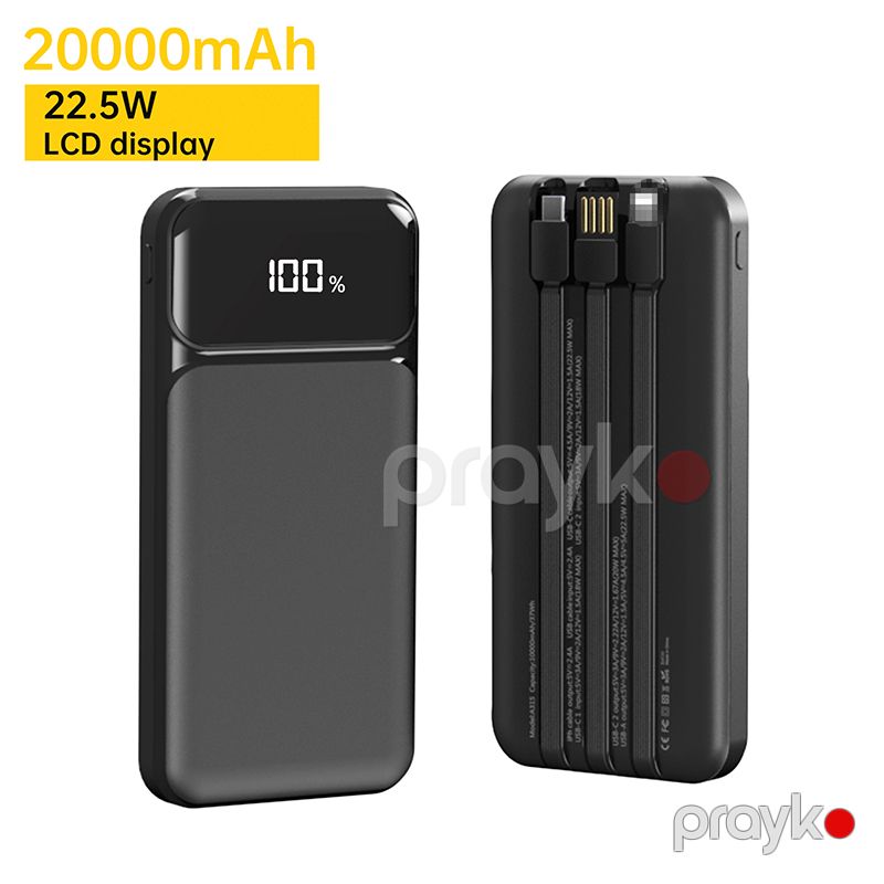 Aspor A316 20000mAh 22.5W Portable Power Bank Fast-Charging Power Bank (Built-in Cables) — Telefonlar və qadjetlər, Bakı (5)
