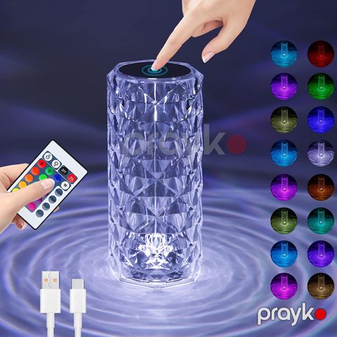 Led Lampa Toxunma Kristal Lampa 16 Rəngli Led İşıqlı Lampa — Bakı