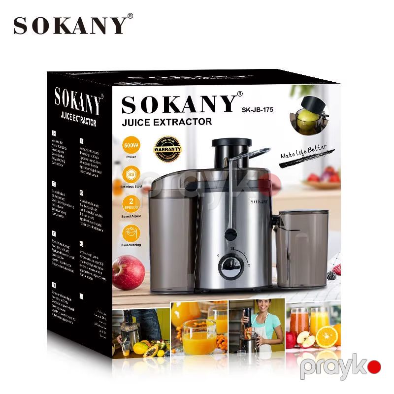 Sokany SK-JB-175 Elektrikli Çoxfunksiyalı Şirəçəkən Meyvə Tərəvəz Şirəçəkən Maşın 500W — Digər mətbəx texnikası, Bakı (6)