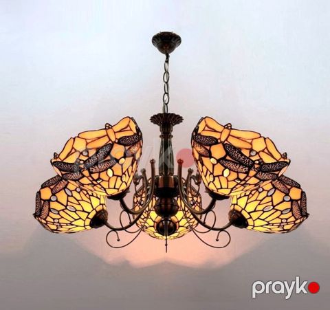 Asma çılçıraq Tiffany Lamps Azerbaijan Olivia, şüşə, rəngbərəng, 100х70 sm — Bakı