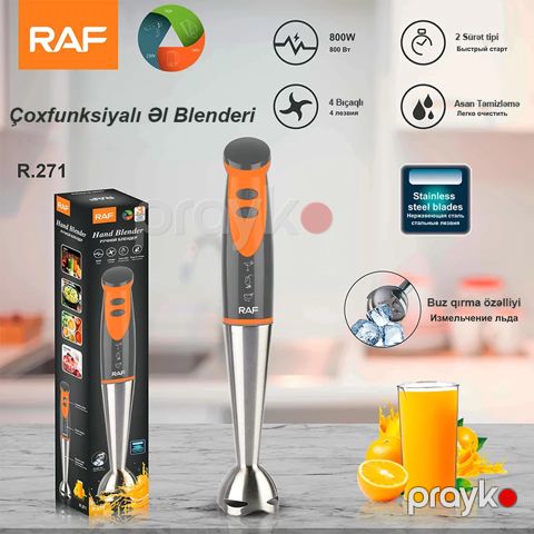 RAF Çoxfunksiyalı Əl Blenderi Qida Kombaynı Elektrikli Mətbəx Blenderi Mikseri 800Vt gücündə — Bakı