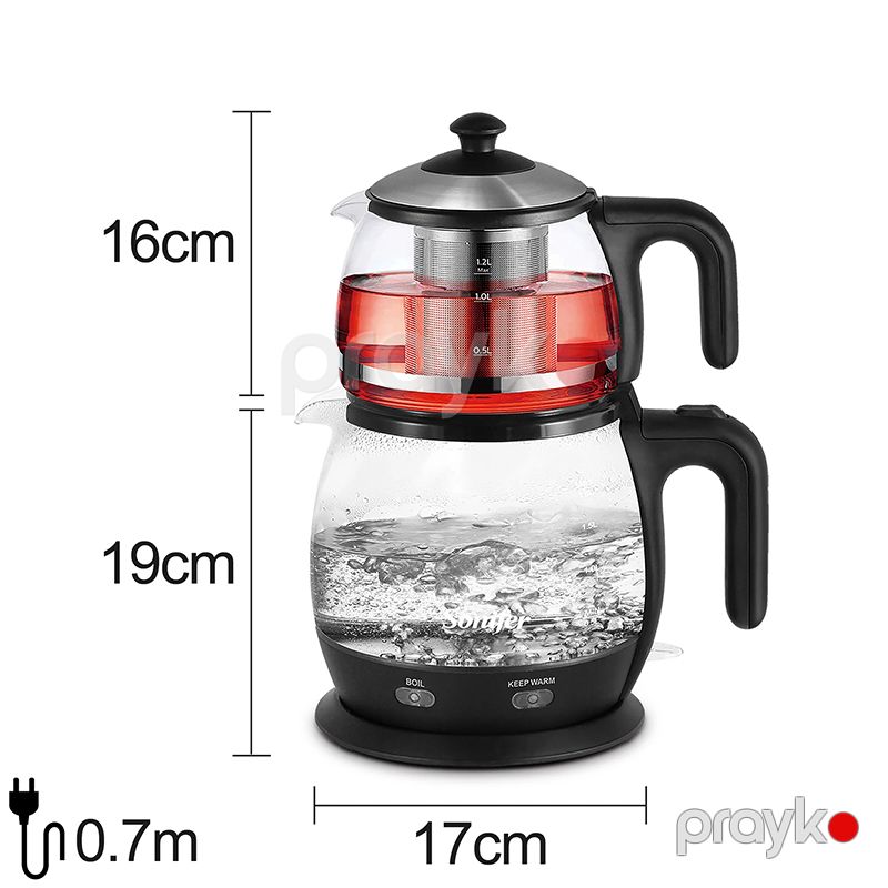 Sonifer SF-2089 Elektrikli Çaydan Çaynik Dəsti 2200W Gücündə Çaydan Tutumu 1,8L Çaynik Tutumu 1,2 L — Elektrik çaydanları və termoslar, Bakı (4)