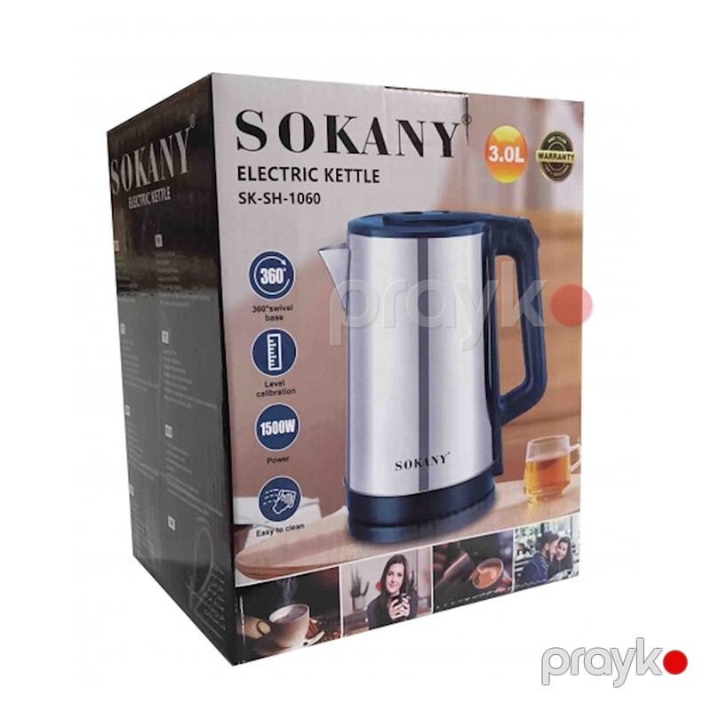 Elektrik Çaydanı Sokany SK-SH-1060 3L Avtomatik Söndürülən Professional Paslanmayan Polad Çaydan — Elektrik çaydanları və termoslar, Bakı (7)