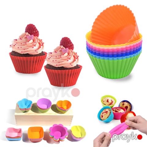 Sevimli mini silikon fincan keks qəlibi dəsti 12li Mini Silikon Muffin Kek Kalıbı qida dərəcəli silikon kek qabı — Bakı