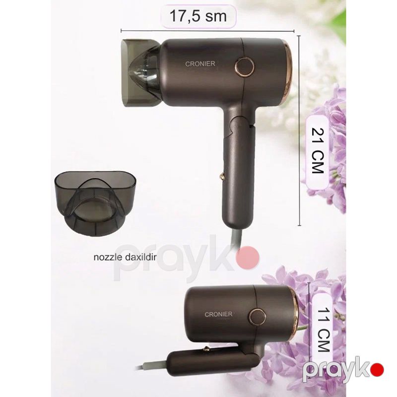 Cronier CR-7844 Elektrikli Fen Saç Qurutma Feni Portativ Hava Feni 2000W — Fən, Bakı (2)