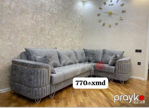 Künc divanı – boz rəng, müasir dizayn - L‑formalısı, sağ künc — Sumqayıt