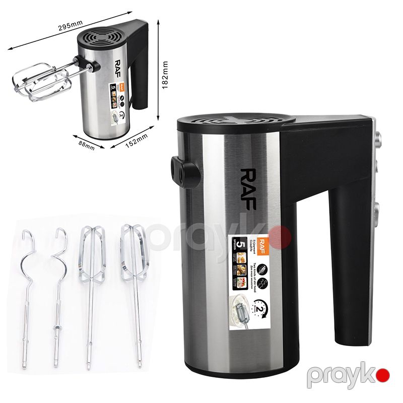 RAF Elektrikli Əl Mikser, 450W Güc, Qara və Gümüş, R-6629, Mətbəx Cihazı RAF R.6629 5 pilləli çırpıcı Mikser — Blenderlər, xırdalayanlar və mikserlər, Bakı (5)