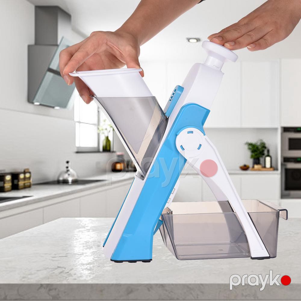 Tənzimlənən tərəvəz kəsici, 5 müxtəlif ölçülü paslanmayan polad bıçaqlı çoxfunksiyalı yemək kəsici, çıxarıla bilən tutacaq — Ev texnikası, Bakı (6)