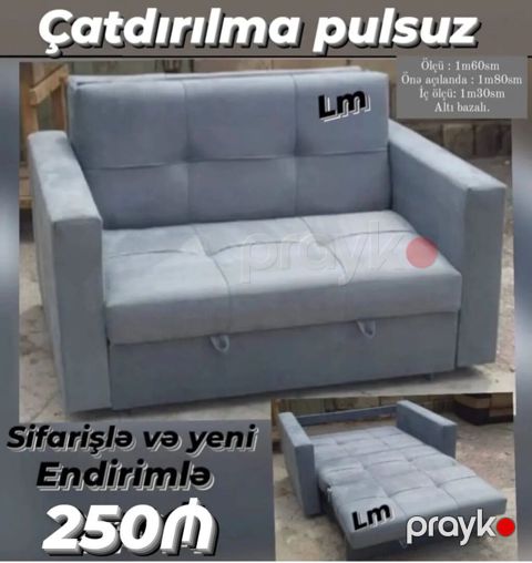 *Amerikanka divan* Yeni və sifarişlə Qiymət *250₼* Ölçü — Bakı