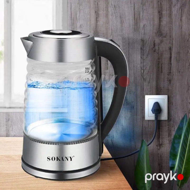 Zogıfts Sokany Böyük Tutumlu Elektrikli Şüşə Çaydan 2000W Yüksək Temperatur Nəzarəti SO-SK-1027 2.2 L — Elektrik çaydanları və termoslar, Bakı (4)