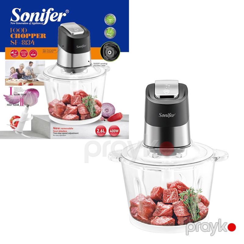 Sonifer SF-8134 Doğrayıcı 2.6 litrlik şüşə qab tərəvəz ət doğrayıcı blender Boz doğrayıcı — Blenderlər, xırdalayanlar və mikserlər, Bakı (6)
