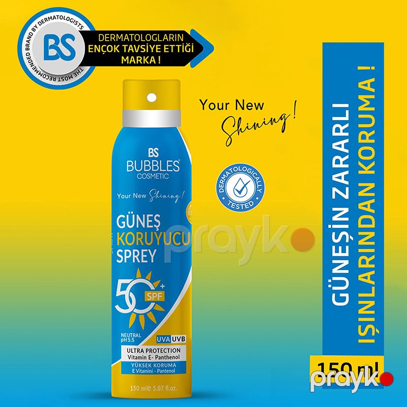Bs Bubbles Cosmetic Güneş Qoruyucu Sprey +50 Yüksek Qoruyucu Vitamin E + Panthenol Sprey Spf 150ml — Gözəllik və səhiyyə, Bakı (5)