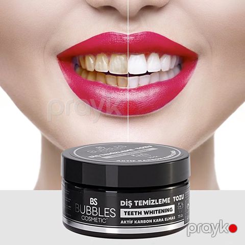 Bs Bubbles Cosmetic Diş Ağardıcı Toz Aktif Karbon Tərkibli Diş Təmizləyici Məcun Tozu Qara Rengli Diş Bəyazladıcı — Bakı