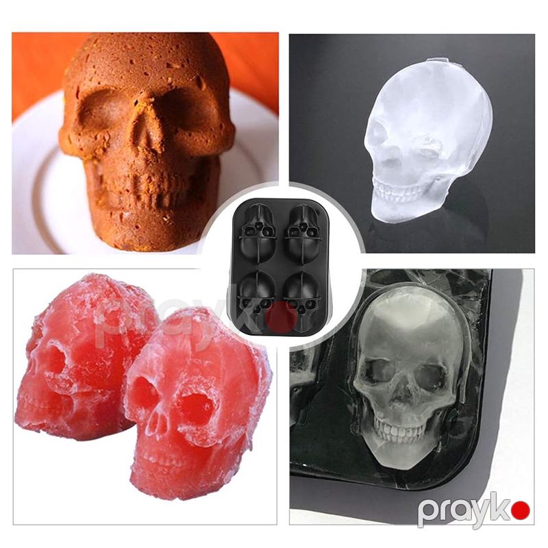 Silikon Buz Qabı Silikon Dörd Kəllə Formalı Buz Küpü Ev Və Bar Üçün Buz Qabı Kokteyl Buzlu Qəhvə Buzlu Çay Soda Su Üçün Buz Qabı — Qablar və mətbəx əşyaları, Bakı (5)