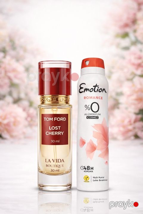 Ətir dəsti qadınlar üçün No Brand (ətir suyu Lost Cherry 30 ml + dezodorant Emotion Romance 180 ml) — Bakı