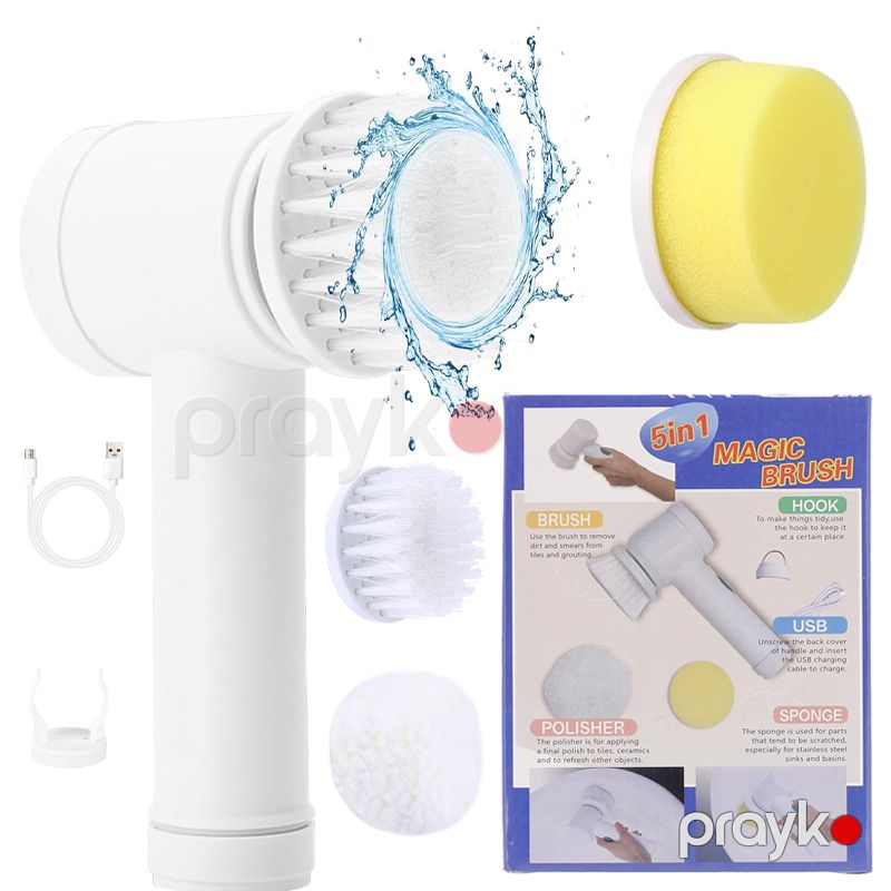 Elektrikli Magic Brush Təmizləyici Fırça 3 Başlıqlı Elektrikli Təmizləmə Fırçası Simsiz Təmizləyici Fırça — Mallar, Bakı (3)