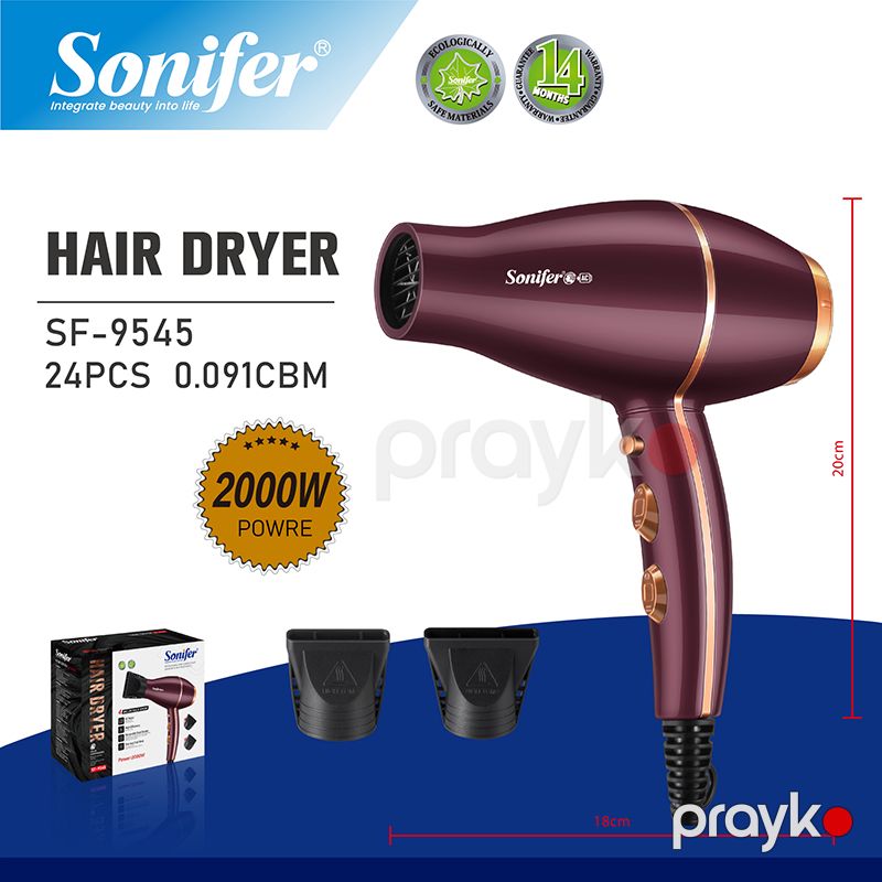 Sonifer SF-9545 İsti hava feni 2000W Soyuq Düyməli və İsti Hava ilə 220V Portativ Mini Saç Qurutma feni — Ev texnikası, Bakı (4)