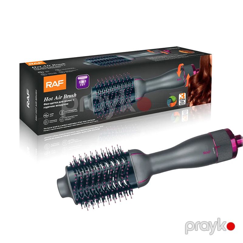 RAF 3-də 1 Arada Saç Qurutma Feni 3 Temperatur Parametri Saç Düzləşdirici Daraq 1200W Gücündə Professional Hava Feni R.411G — Fən, Bakı (8)