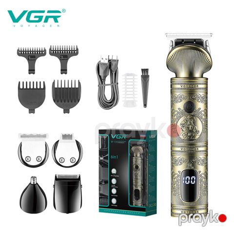 6-sı 1 Arada VGR V-106 Peşəkar Saç Trimmeri USB Şarjlı Üzqırxan Rəqəmsal Ekran Kişilər üçün Saç Trimmeri — Bakı