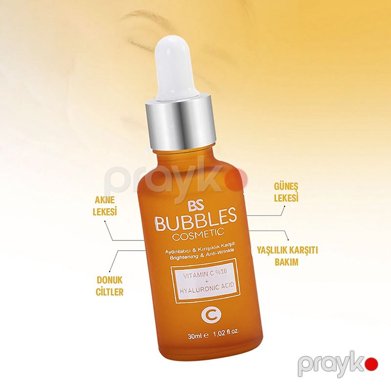 Bs Bubbles Cosmetic Vitamin C Tərkibli Dəri Ağardıcı Serum 30ml Qırışıqlara Qarşı Baxım Serumu BSC077 — Gözəllik və səhiyyə, Bakı (2)