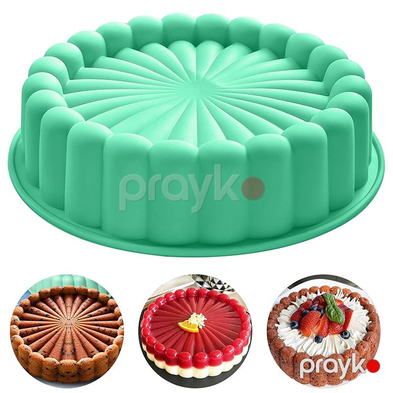 Dəyirmi Çiçəkli Silikon Tort Kalıpı, 20 sm Dəyirmi Tort Qəlibi, Yapışmayan Keks Bəzəyən Xəmir qabı — Qablar və mətbəx əşyaları, Bakı (3)