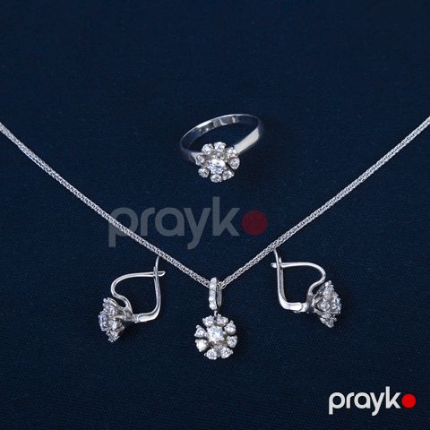 Zinət dəsti kulonlu zəncir, sırğa və üzük Azgold 680 VJ153875 No Brand — Bakı
