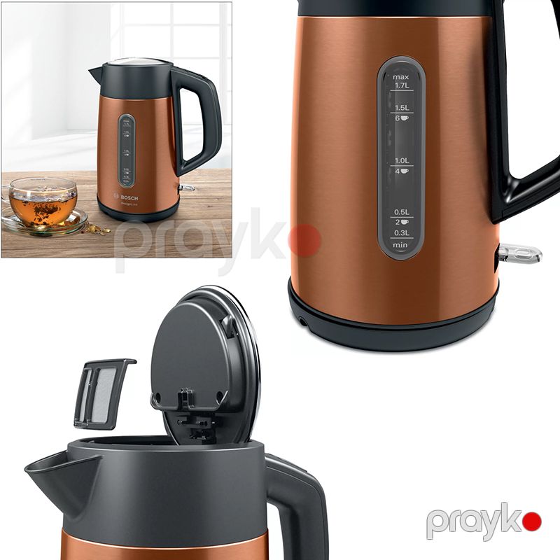 Çaydan Bosch TWK4P439 Erqonomik İstifadə 1.7L Designline Elektrik Çaydanı 2400 W Gücündə Peşəkar Mis Çaydan — Elektrik çaydanları və termoslar, Bakı (4)