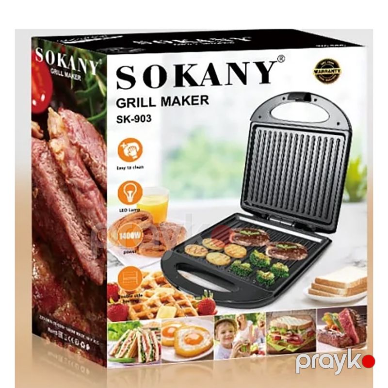 Sokany SK-903 Çoxfunksiyalı Elektrikli Toster Sandviç Biftek İzgaralar Hazırlayıcı Toster 1400 W — Toster və vaflyasıcı, Bakı (6)