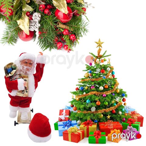 Şaxta Baba Skeyt BB 238-16 Milad Ağacı Oyuncaqları Oyuncaq Şaxta Baba Heykəli Musiqili Skeyt Sürən Santa claus — Bakı
