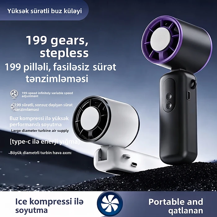 Buzlu metal lövhəli portativ mini ventilyator (199 sürətli) İsti günlərin xilaskarı: Əlinizin altında anında -1°C-yə qədər soyutma — Mallar, Bakı (4)